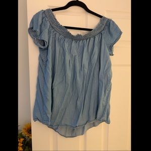 Denim off the shoulder top